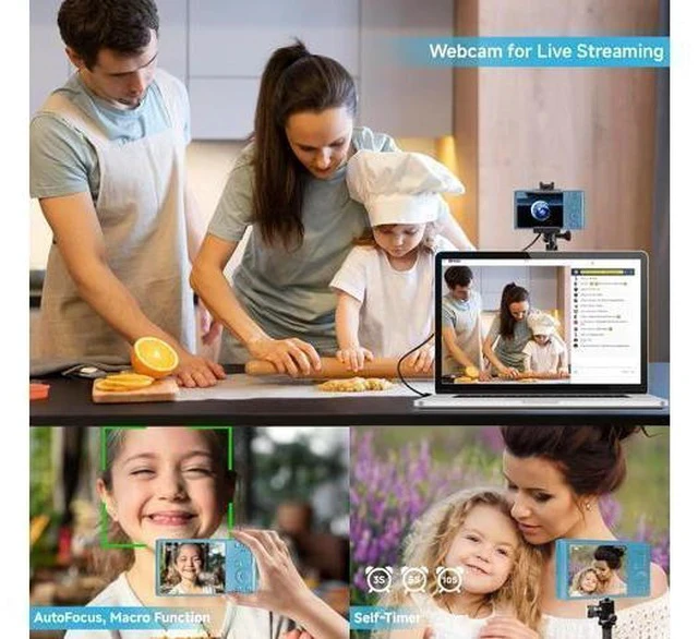 Alt view image 5 of 7 - Digital Camera for Teens, FHD 4K 44MP Digital Camera Autofocus with 64GB SD Card 16X Zoom, Cameras for Photography Compact Point and Shoot Camera for Teen Boy Girl Kids Camera Beginner