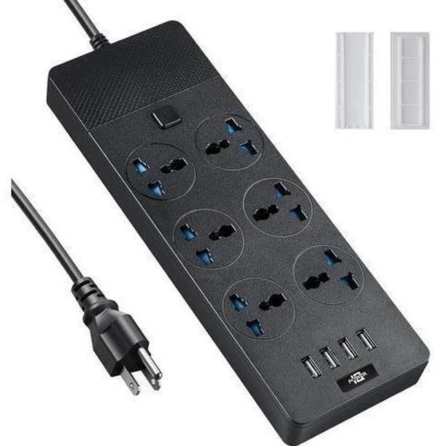 Main image of Universal Power Strip, Jumpso 6ft Extension Cord with Multiple Outlets, 110-240v, 3000w Power Strip with USB Ports European Travel Plug Adapter Wall Mount Power Strip for Home Office Cruise, Black