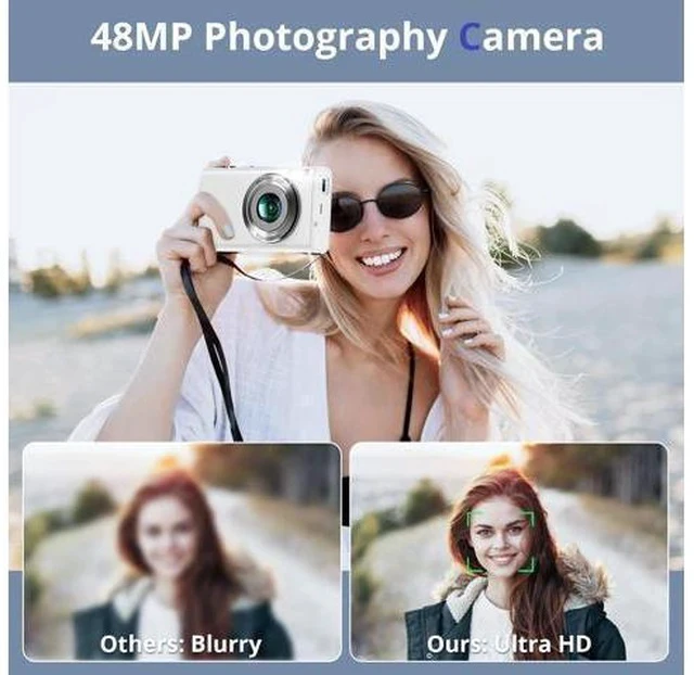Alt view image 4 of 7 - Digital Camera 4K Auto Focus Vlogging Camera 48MP 16X Digital Zoom Digital Camera with 32GB Memory Card YouTube Portable Compact Small Video Camera for Teens Adult Beginner Kids