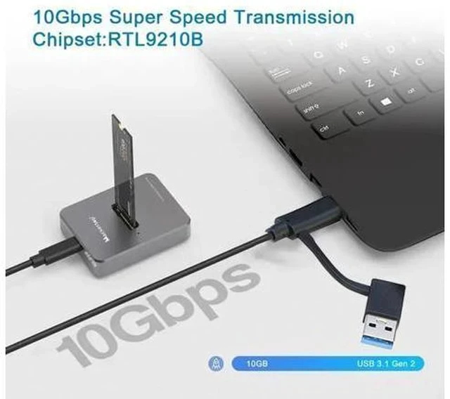 Alt view image 2 of 5 - M.2 NVMe & SATA to USB C Docking Station, Aluminum Alloy M.2 SSD to USB A C Reader Adapter for 2280 2260 2242 2230 Enclosure, Fits Both M.2 (M Key, B+M Key) NVMe and SATA NGFF SSDs
