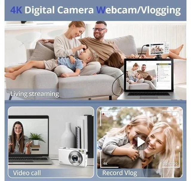 Alt view image 6 of 7 - Digital Camera 4K Auto Focus Vlogging Camera 48MP 16X Digital Zoom Digital Camera with 32GB Memory Card YouTube Portable Compact Small Video Camera for Teens Adult Beginner Kids
