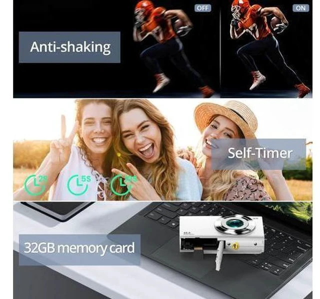 Alt view image 7 of 7 - Digital Camera 4K Auto Focus Vlogging Camera 48MP 16X Digital Zoom Digital Camera with 32GB Memory Card YouTube Portable Compact Small Video Camera for Teens Adult Beginner Kids