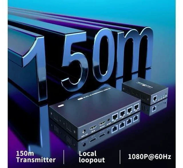 Alt view image 2 of 7 - 4K HDMI Extender, Ultra HD 4K@60Hz Over Cat5e/6 Up to 200ft/60m, Extended Audio and Video, Supports Loop Out, IR, HDCP 2.2/1.4 YUV 444