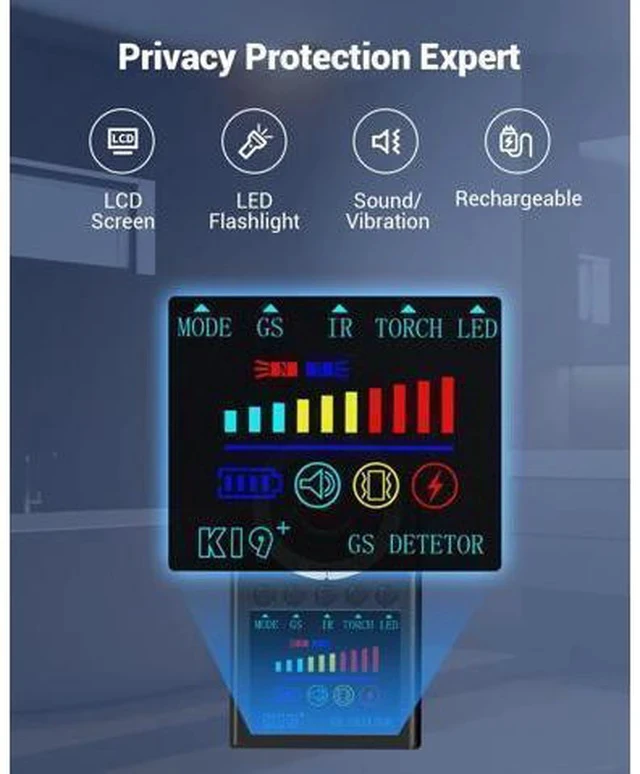 Alt view image 3 of 6 - Hidden Camera Detectors,Camera Finder, Bug Detector, 5 Levels Sensitivity,4 Professional Modes for Bathroom,Office,Car,Hotel,Airbnb