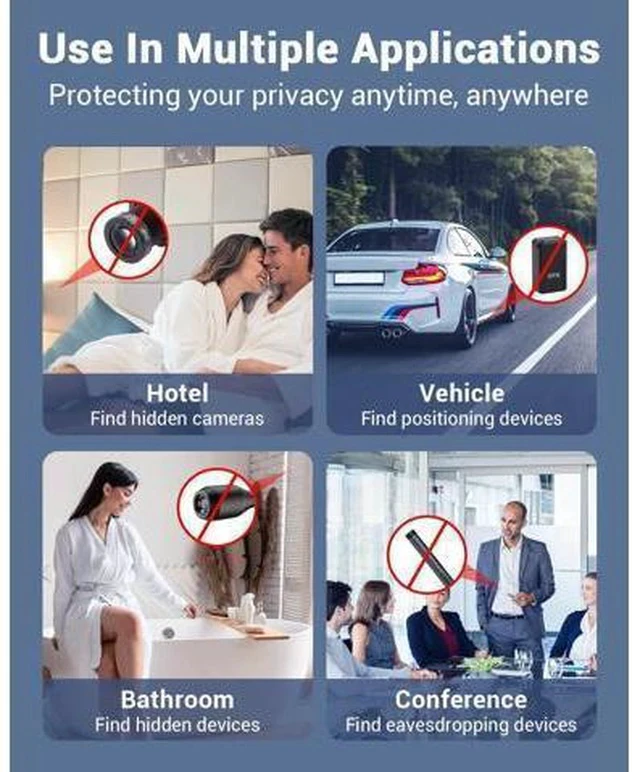 Alt view image 6 of 6 - Hidden Camera Detectors,Camera Finder, Bug Detector, 5 Levels Sensitivity,4 Professional Modes for Bathroom,Office,Car,Hotel,Airbnb