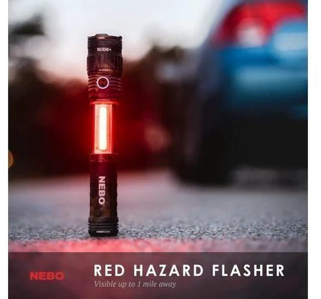 Alt view image 3 of 6 - NEBO SLYDE+ Tactical LED Flashlight, Powerful 400-Lumen Bright Camping Flashlight with Slide-To-Reveal Work Light, Red Hazard Light & Magnetic Base