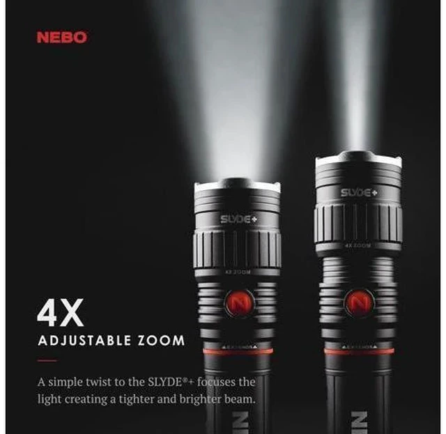 Alt view image 4 of 6 - NEBO SLYDE+ Tactical LED Flashlight, Powerful 400-Lumen Bright Camping Flashlight with Slide-To-Reveal Work Light, Red Hazard Light & Magnetic Base