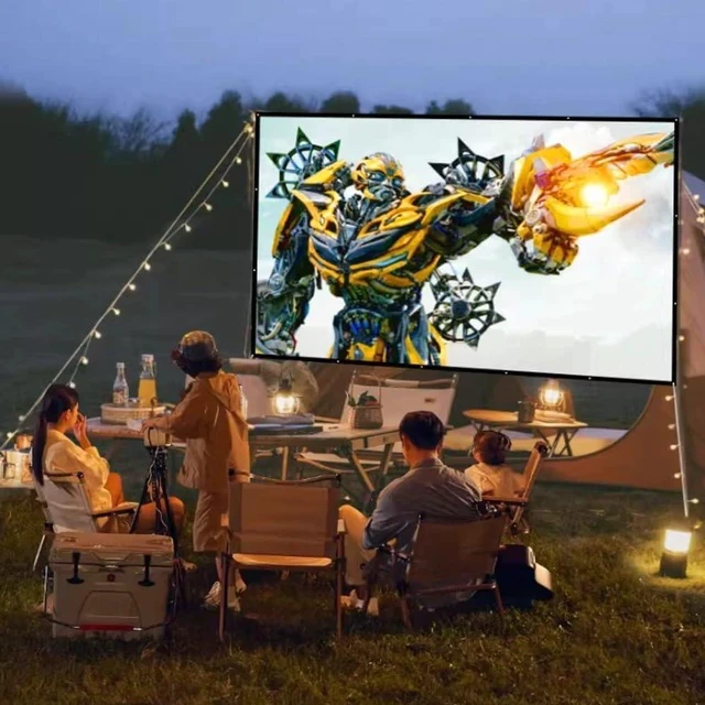 Alt view image 6 of 7 - Foldable Projection Screen 60 100 120 200 300in Movie Projector Screen Outdoor Manual Projector Screen Home Theater Movie Screen(16:9,200inch)
