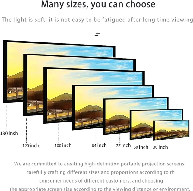 Alt view image 3 of 6 - Projector Screen Projector 16:10 Anti Light Curtain 92 Inches with Black Border and Hole Portable 3D HD Projection Screen