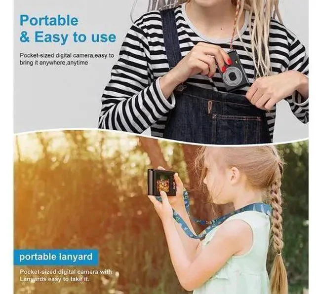 Alt view image 5 of 7 - Digital Baby Camera for Kids Teens Boys Girls Adults,1080P 48MP Kids Camera with 32GB SD Card,2.4 Inch Kids Digital Camera with 16X Digital Zoom, Compact Mini Camera (Black)