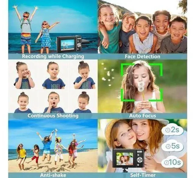 Alt view image 6 of 7 - Digital Baby Camera for Kids Teens Boys Girls Adults,1080P 48MP Kids Camera with 32GB SD Card,2.4 Inch Kids Digital Camera with 16X Digital Zoom, Compact Mini Camera (Black)