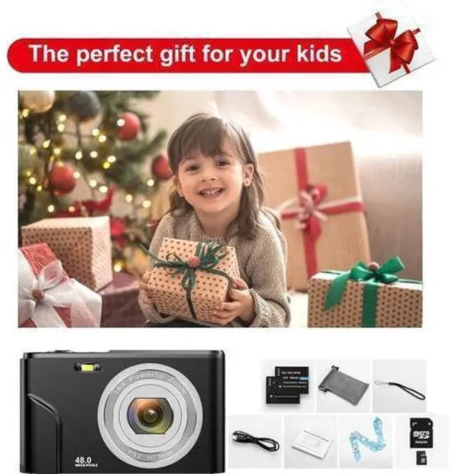 Alt view image 7 of 7 - Digital Baby Camera for Kids Teens Boys Girls Adults,1080P 48MP Kids Camera with 32GB SD Card,2.4 Inch Kids Digital Camera with 16X Digital Zoom, Compact Mini Camera (Black)