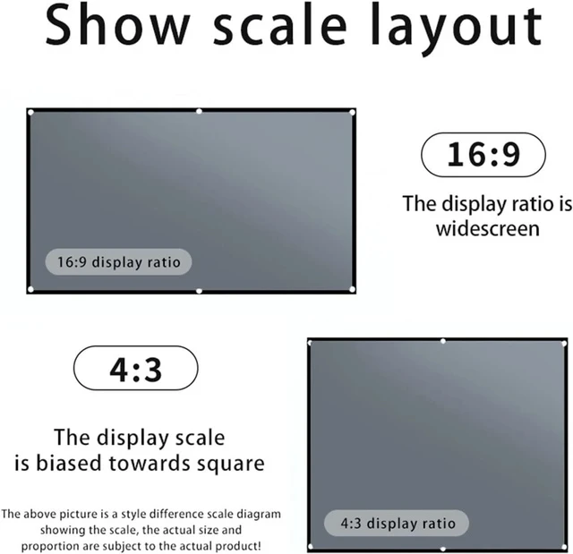 Alt view image 5 of 6 - Projector Screen Projector 16:10 Anti Light Curtain 92 Inches with Black Border and Hole Portable 3D HD Projection Screen