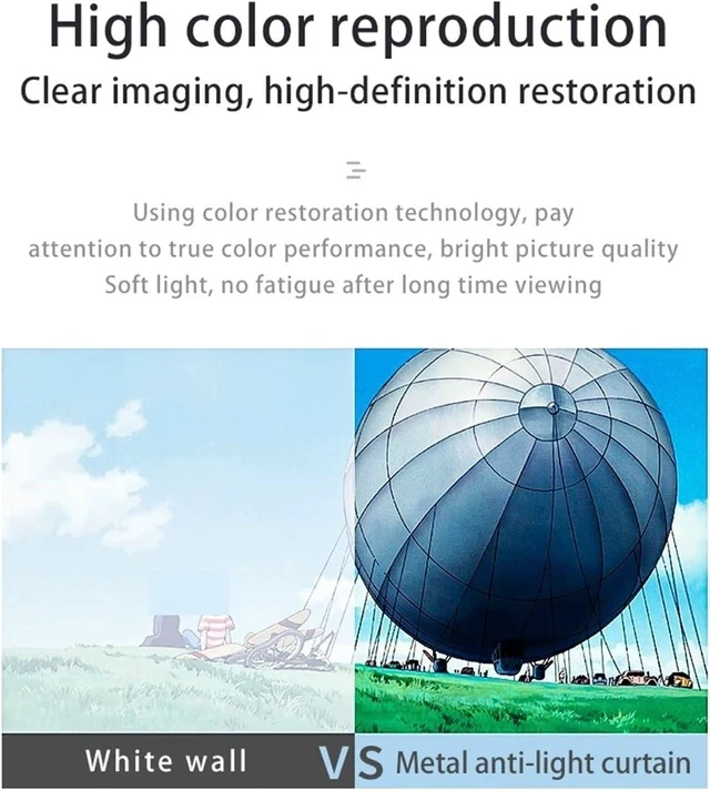 Alt view image 6 of 6 - Projector Screen Projector 16:10 Anti Light Curtain 92 Inches with Black Border and Hole Portable 3D HD Projection Screen