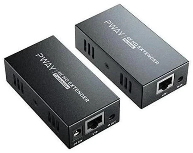 Main image of PWAY 4K HDMI Extender, Ultra HD 4K@60Hz over Cat5e/6 Up to 200ft/60m, Extended Audio and Video, Supports Loop Out, IR, HDCP 2.2/1.4 YUV 444