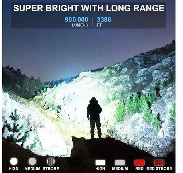Alt view image 2 of 7 - Rechargeable Flashlights High Lumens, 990,000 Lumens Bright Led Flashlight with 7 Modes, Powerful Flash Light for Home Camping Hiking Outdoor