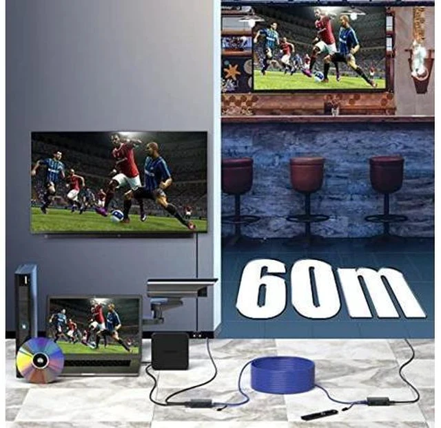 Alt view image 4 of 6 - PWAY 4K HDMI Extender, Ultra HD 4K@60Hz over Cat5e/6 Up to 200ft/60m, Extended Audio and Video, Supports Loop Out, IR, HDCP 2.2/1.4 YUV 444