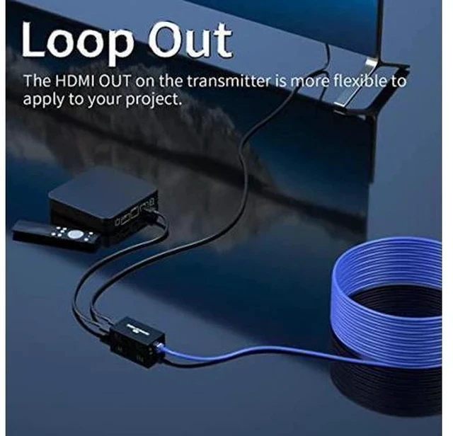 Alt view image 5 of 6 - PWAY 4K HDMI Extender, Ultra HD 4K@60Hz over Cat5e/6 Up to 200ft/60m, Extended Audio and Video, Supports Loop Out, IR, HDCP 2.2/1.4 YUV 444