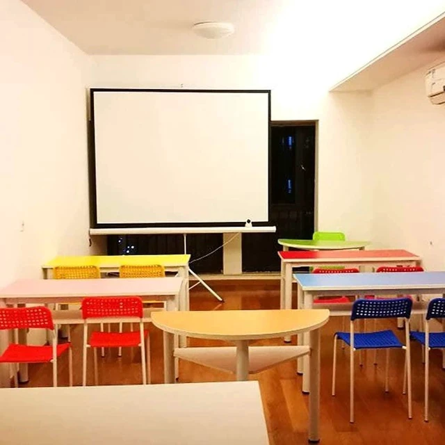 Alt view image 3 of 7 - Projector Screen,Home Mobile Portable Projector Screen, Simple Floor-to-Ceiling Manual Pull-Down Screen Without Perforation Screen with Bracket
