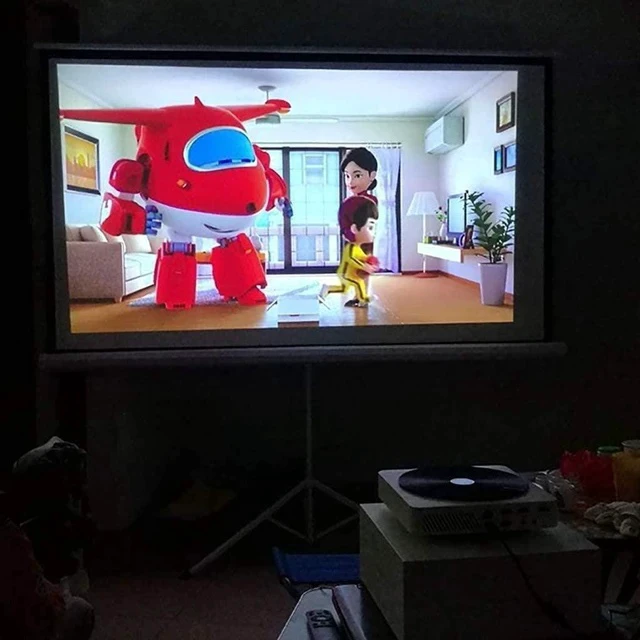 Alt view image 6 of 7 - Projector Screen,Home Mobile Portable Projector Screen, Simple Floor-to-Ceiling Manual Pull-Down Screen Without Perforation Screen with Bracket