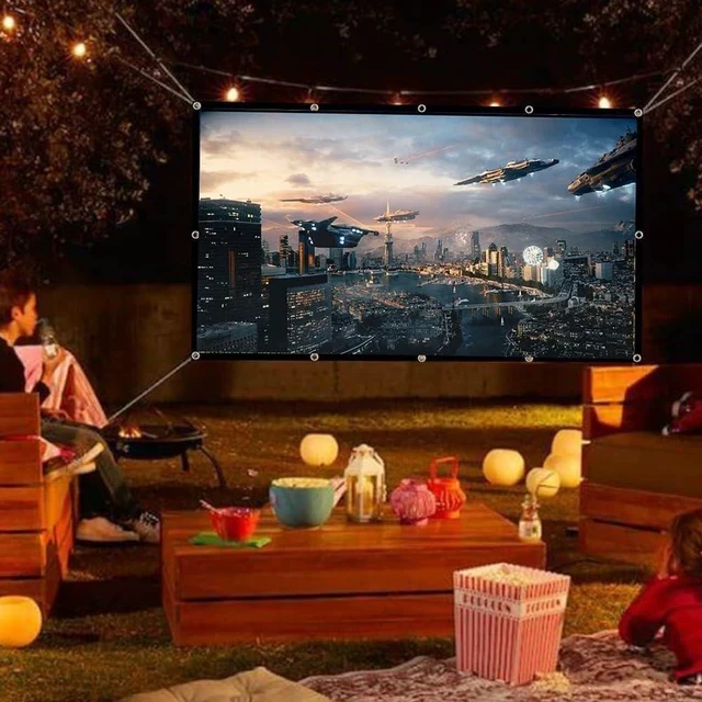 Alt view image 3 of 7 - Projector Screen 72-300inch, Portable Foldable Anti-Crease Projector Movie Screen 16:9 HD for Home Theater Indoor Outdoor(200 inch)