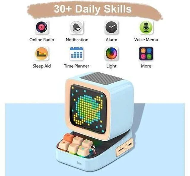 Alt view image 6 of 6 - Divoom Ditoo Retro Pixel Art Game Bluetooth Speaker with 16X16 LED App Controlled Front Screen (Blue) \u2026