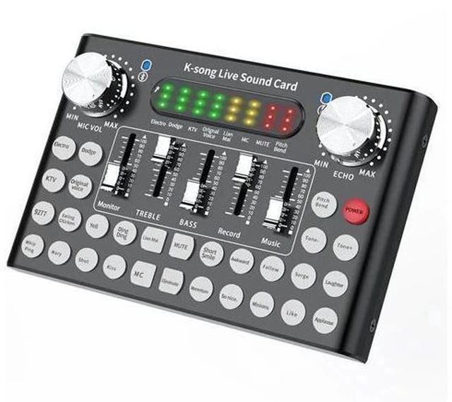 Alt view image 2 of 5 - External Sound Card Audio Interface DJ Sound Mixer for Computer Bluetooth Voice Changer Podcast Sound Mixing Console