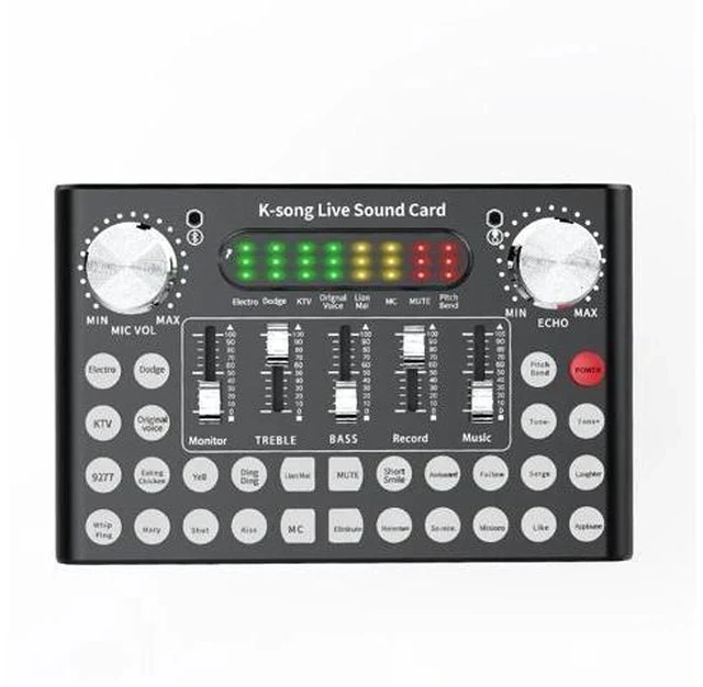 Alt view image 3 of 5 - External Sound Card Audio Interface DJ Sound Mixer for Computer Bluetooth Voice Changer Podcast Sound Mixing Console