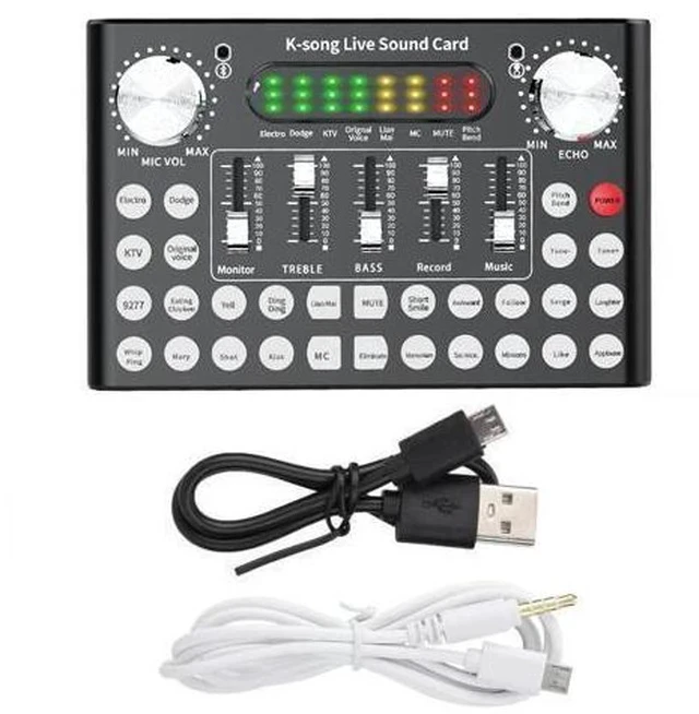 Alt view image 5 of 5 - External Sound Card Audio Interface DJ Sound Mixer for Computer Bluetooth Voice Changer Podcast Sound Mixing Console