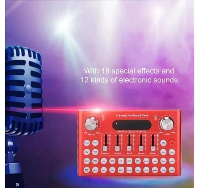 Alt view image 4 of 5 - External Sound Card Audio Interface DJ Sound Mixer for Computer Bluetooth Voice Changer Podcast Sound Mixing Console