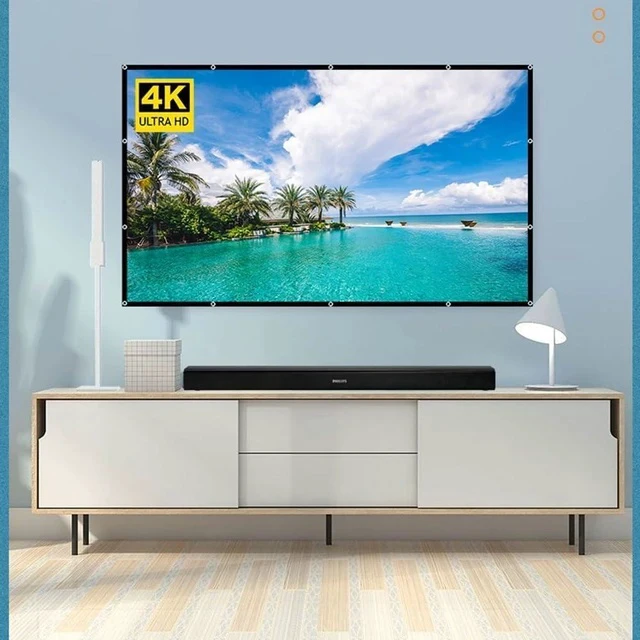 Alt view image 6 of 7 - Projector Screen 72-300inch, Portable Foldable Anti-Crease Projector Movie Screen 16:9 HD for Home Theater Indoor Outdoor(200 inch)