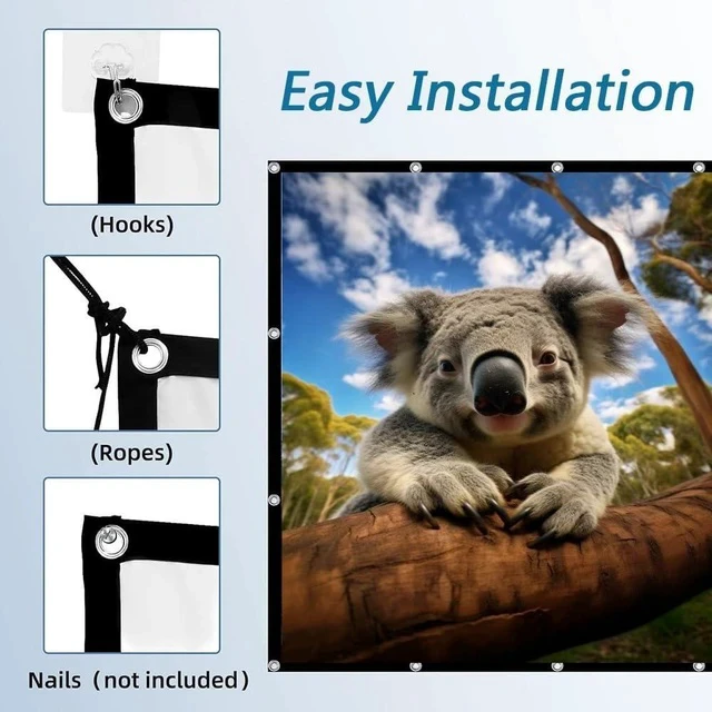 Alt view image 7 of 7 - Projector Screen 72-300inch, Portable Foldable Anti-Crease Projector Movie Screen 16:9 HD for Home Theater Indoor Outdoor(200 inch)