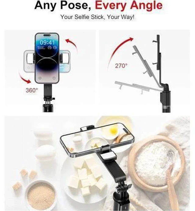 Alt view image 6 of 7 - Selfie Stick Phone Tripod with Remote and LED Fill Lights - ASHINER 70 inch Heigh Cell Phone Holder for Travel, Vlogging, Live Streaming Video and Photos,Phone Stand Compatible with iPhone and Android