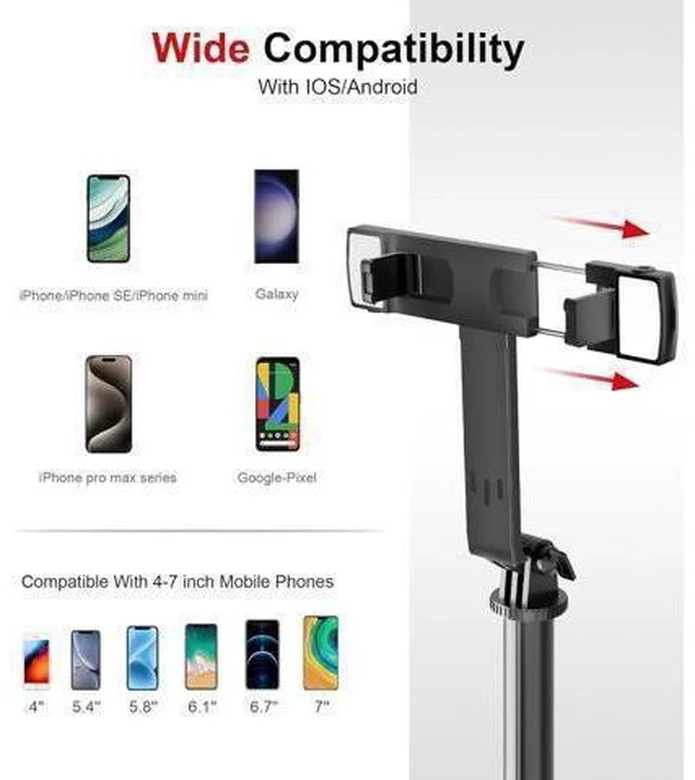 Alt view image 7 of 7 - Selfie Stick Phone Tripod with Remote and LED Fill Lights - ASHINER 70 inch Heigh Cell Phone Holder for Travel, Vlogging, Live Streaming Video and Photos,Phone Stand Compatible with iPhone and Android