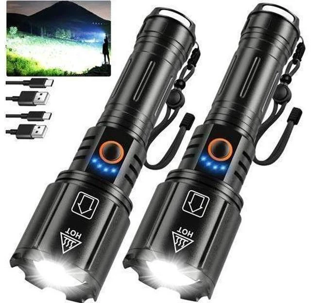 Main image of Flashlights High Lumens Rechargeable, 2 Pack Flash Light 990000 Lumen Super Bright Led Flashlight with ATTERY, 5 Modes, IPX6 Waterproof