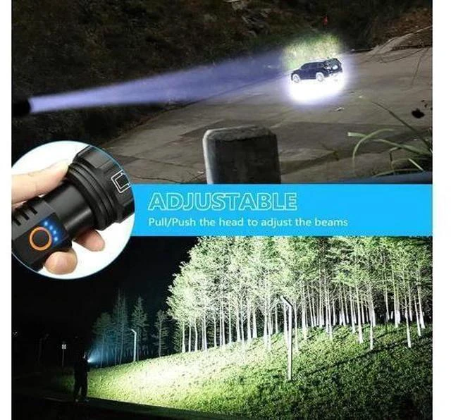 Alt view image 3 of 7 - Flashlights High Lumens Rechargeable, 2 Pack Flash Light 990000 Lumen Super Bright Led Flashlight with ATTERY, 5 Modes, IPX6 Waterproof