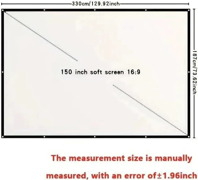 Alt view image 2 of 7 - Projector Screen Screen 60 72 84 100 120 150 Inch Projector Screen 16:9 HD Portable Home Cinema for Indoor Outdoor Projection Smart Home(150 inch)