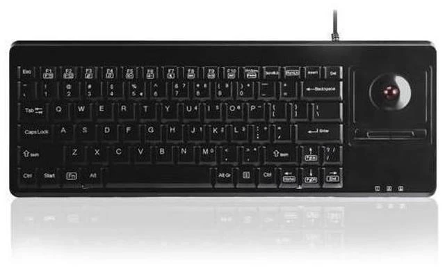 Main image of Perixx PERIBOARD-514H Plus Wired Keyboard with Trackball - 14.57x5.39x1.02 Inch - USB Port with 2 Hubs, US English Layout, Black