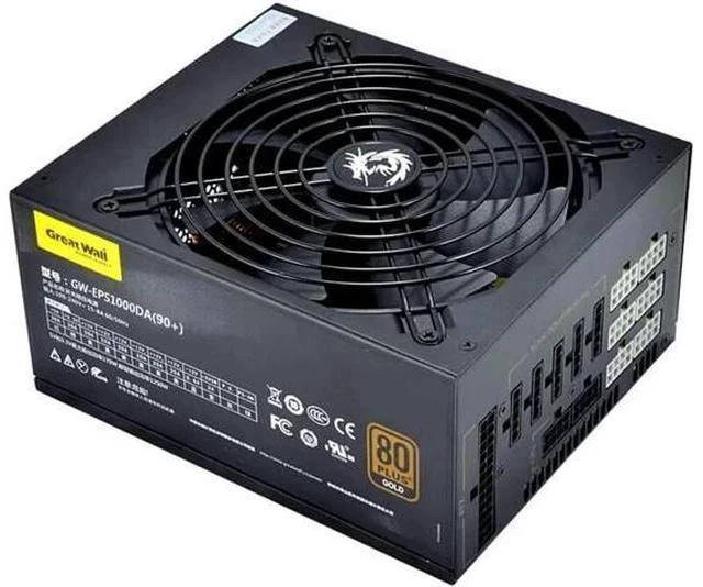Alt view image 2 of 4 - Great Wall GW1000 80 Plus Gold Fully Modular 1000W Power Supply, 140mm Ball Bearings Fan,The Air Volume Is Large And Mute, 150mm ATX Power - Black