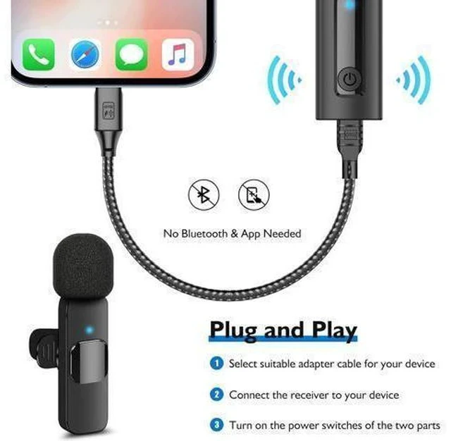 Alt view image 4 of 7 - Wireless Lavalier Microphone for iPhone, Android Phone, Camera - Recording Omnidirectional Condenser Mic Ultra Low Delay, Lapel Noise canceling Mic for Video YouTube Interview Tiktok Vlog