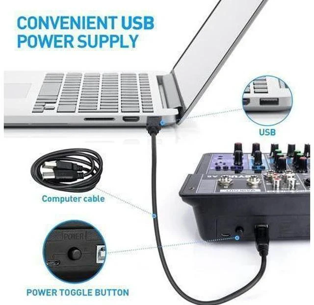 Alt view image 6 of 7 - 6 Channel Audio Mixer - Portable Digital Line Mixer Console Build-in 24 DSP Effects BT Function 48V Phantom Power for Karaoke Streaming by YOUSHARES