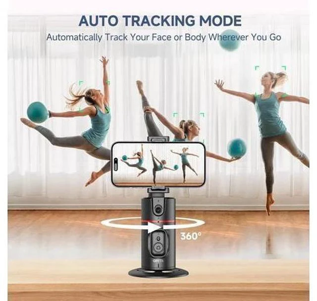 Alt view image 3 of 7 - Auto Face Tracking Tripod, No App, Smart Shooting Phone Holder with Remote, 360° Rotation Body Phone Camera Mount with Phone Holder Body Smart Tracking Tripod for Vlog/TIK Tok, Rechargeable Battery