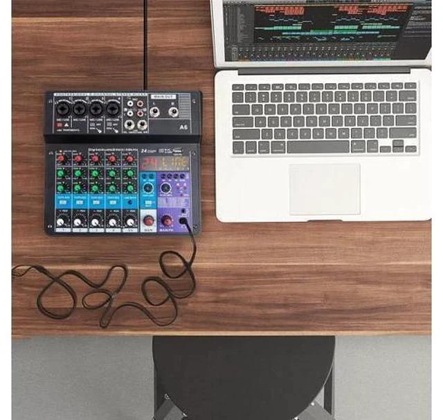 Alt view image 7 of 7 - 6 Channel Audio Mixer - Portable Digital Line Mixer Console Build-in 24 DSP Effects BT Function 48V Phantom Power for Karaoke Streaming by YOUSHARES