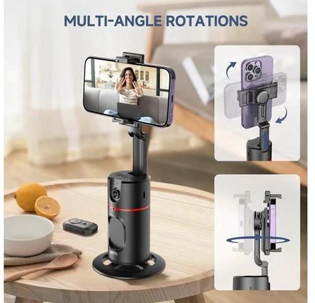 Alt view image 4 of 7 - Auto Face Tracking Tripod, No App, Smart Shooting Phone Holder with Remote, 360° Rotation Body Phone Camera Mount with Phone Holder Body Smart Tracking Tripod for Vlog/TIK Tok, Rechargeable Battery