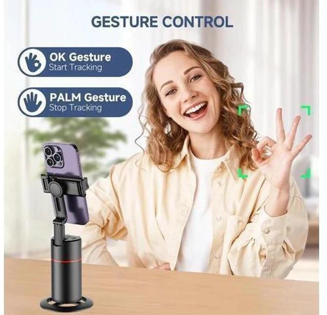 Alt view image 5 of 7 - Auto Face Tracking Tripod, No App, Smart Shooting Phone Holder with Remote, 360° Rotation Body Phone Camera Mount with Phone Holder Body Smart Tracking Tripod for Vlog/TIK Tok, Rechargeable Battery