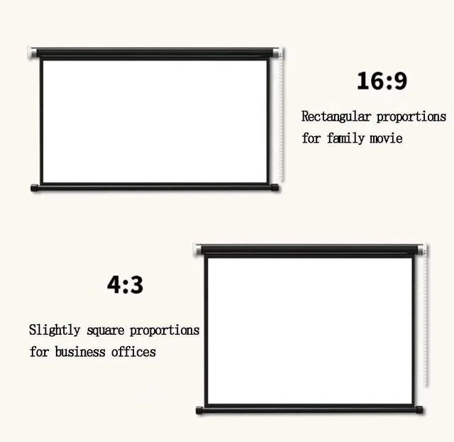 Alt view image 4 of 7 - Manual Pull Down Projector Screen 60" 72" Home Theater Projection Screen Ceiling Wall Mount Projection Screen Outdoor Movie Screen(60inch(4:3))