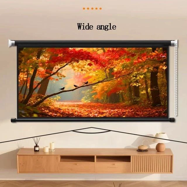 Alt view image 6 of 7 - Manual Pull Down Projector Screen 60" 72" Home Theater Projection Screen Ceiling Wall Mount Projection Screen Outdoor Movie Screen(60inch(4:3))