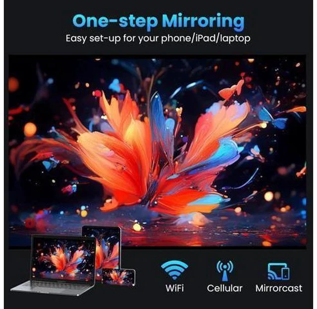 Alt view image 5 of 7 - Mini Projector Bluetooth, Fully Sealed Portable Projector, 75% Zoom & Low Noise, Movie Projector for Phone/Laptop/Stick/HDMI/USB-Gray 15000 LUX