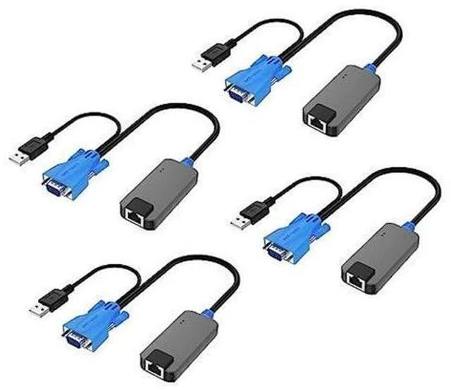 Main image of 4 Pack USB VGA to RJ45 Dongle, Work for MT-VIKI CAT6 KVM Switch (1708MS-IP) Extend Distances up to 230ft/70m from KVM Console to Servers