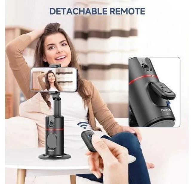 Alt view image 7 of 7 - Auto Face Tracking Tripod, No App, Smart Shooting Phone Holder with Remote, 360° Rotation Body Phone Camera Mount with Phone Holder Body Smart Tracking Tripod for Vlog/TIK Tok, Rechargeable Battery